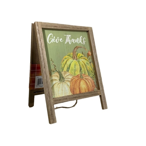 Autumn Give Thanks Write on Blackboard 2 Sides Table Counter Decor Wood Easel - Picture 12 of 16
